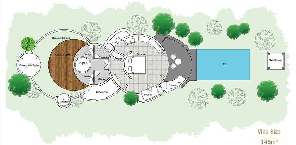 Deluxe Beach Villa with Pool - Floor Plan