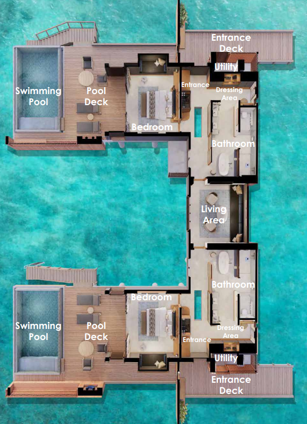 2 Bedroom Ocean Pool Villa Floor Plan