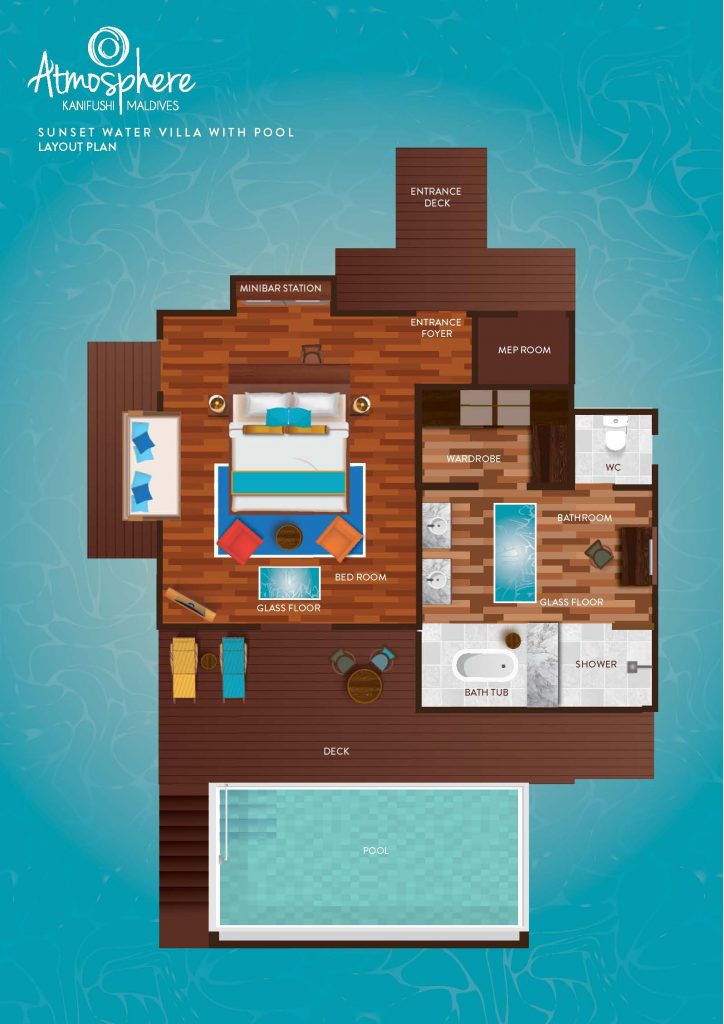 Sunset Water Villa with Pool Floorplan