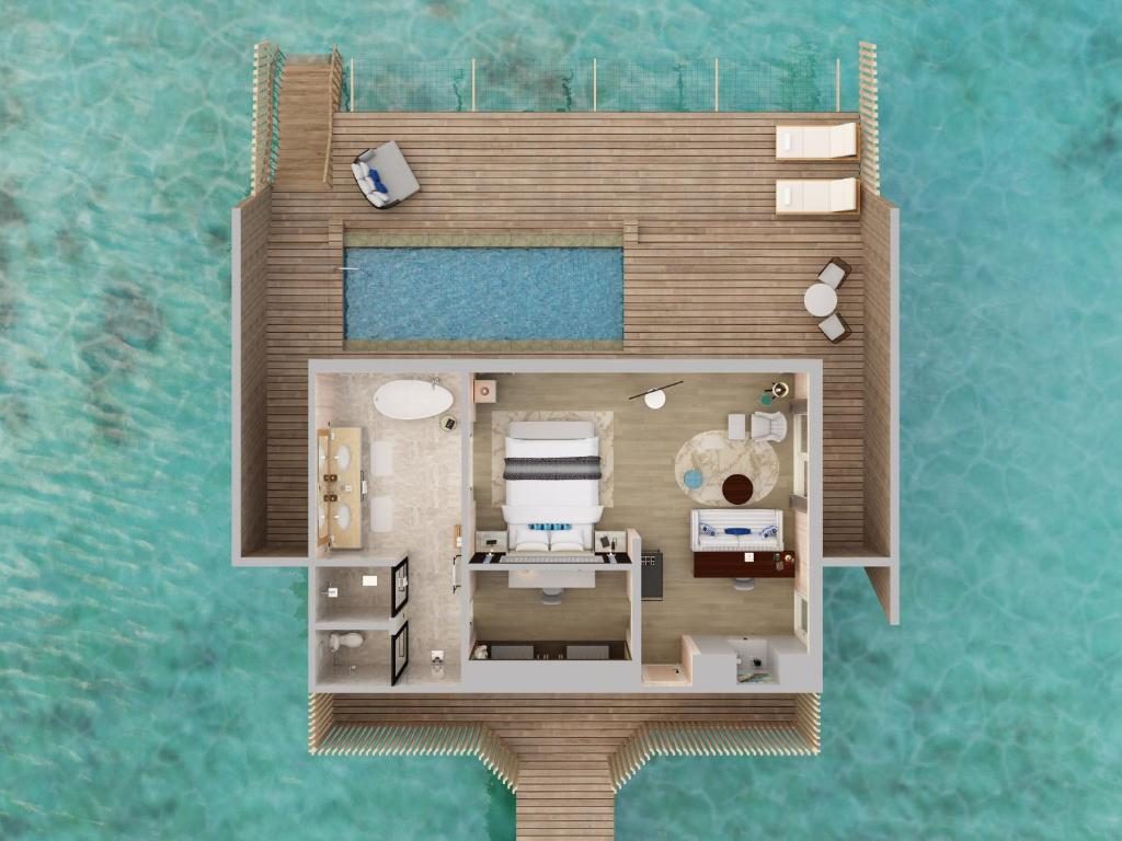 Sunset Overwater Villa with Private Pool Floorplan