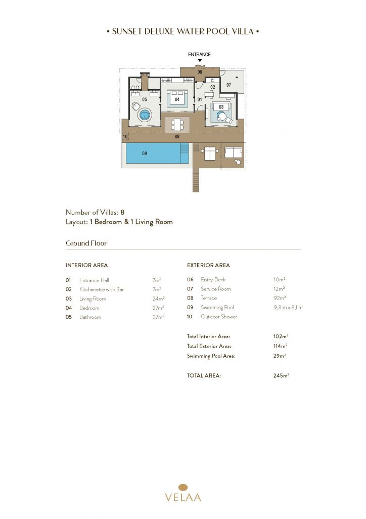 Sunset Deluxe Water Pool Villa Floorplan