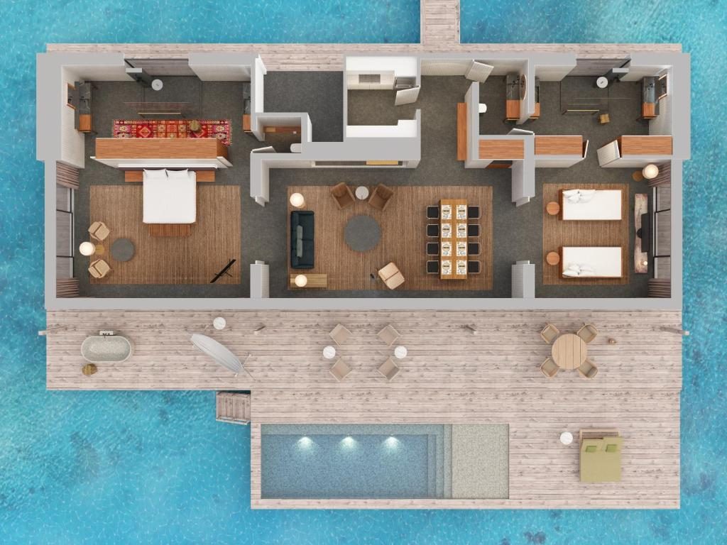 Two Bedroom Water Pool Villa Floorplan