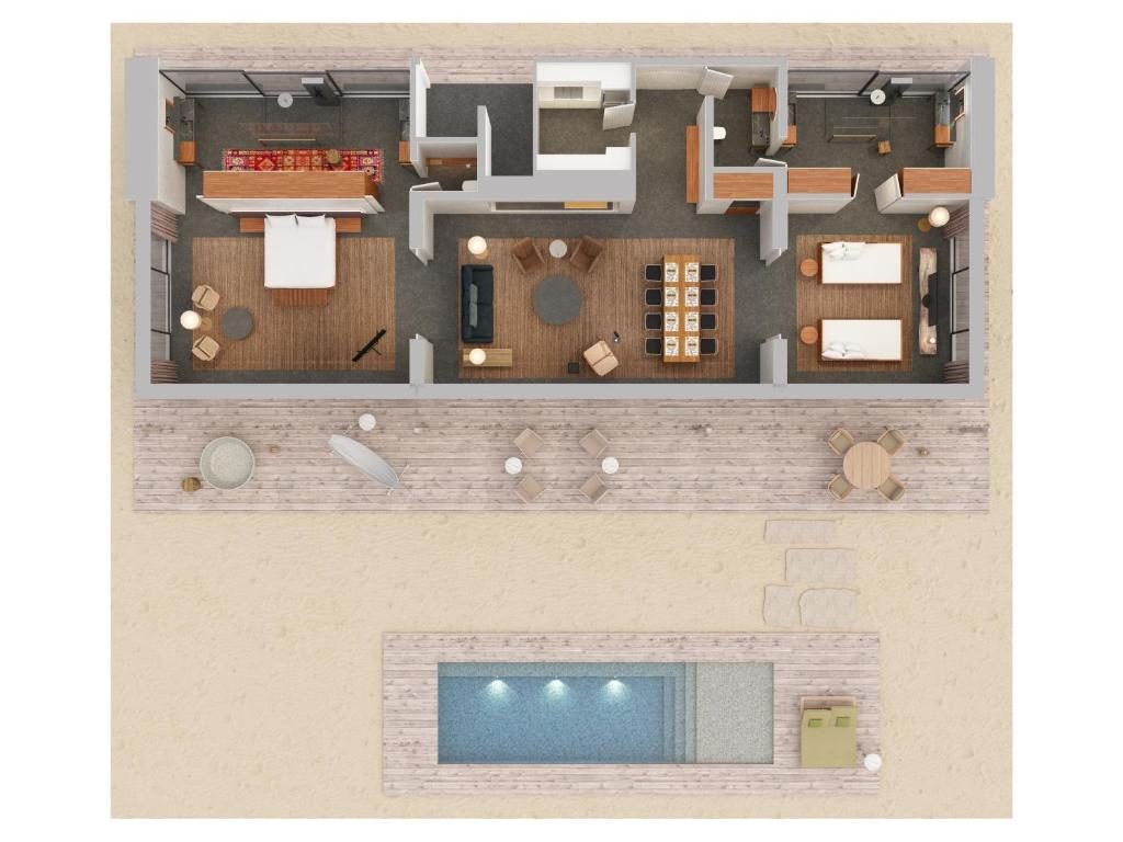 Two Bedroom Beach Pool Villa Floorplan